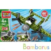 Конструктор ВОЕННЫЙ САМОЛЕТ 3в1, 62 дет. Город мастеров в кор.80шт | фото №0