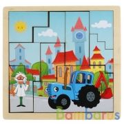 Игрушка деревянная Синий ТРАКТОР вкладыш тетрис Буратино в кор.300шт | фото №0