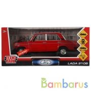 Машина металл свет-звук LADA 2106, 18,5 см, дв., кап., баг.,инер.,крас.,кор. Технопарк в кор.2*12шт | фото №0