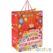 Пакет подарочный глянцевый С днем рождения! 33х46х20см в пак. "Играем вместе" уп-12шт в кор.6уп | фото №0