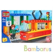 Конструктор "Город мастеров" трамвай с остановкой, с фигуркой, 95дет. в русс. кор. в кор.2*18шт | фото №0