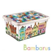 ЯЩИК Д/ИГРУШЕК С АППЛИКАЦИЕЙ ГОРОД 8,4Л, 335*240*155ММ  ЦВЕТ БЕЖЕВЫЙ в кор.10шт | фото №0