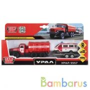 Машины металл УРАЛ 12см,откр.дв.,подв. дет.,инерц. с приц. и маш. 7,5см в кор. Технопарк в кор2*24шт | фото №0