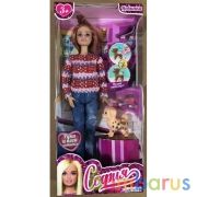 Кукла 29 см София, руки и ноги сгиб, собака с пятнами, акс, кор КАРАПУЗ в кор.24шт | фото №0