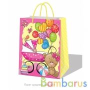 Пакет подарочный новорожденный (дев) 26*32*14см, глянц ИГРАЕМ ВМЕСТЕ в кор.150шт | фото №0