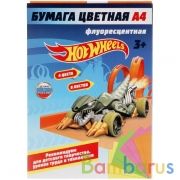 Бумага цветная  ХОТ ВИЛС флуоресцентная, 8л, 4цв, а4, Умка в кор.30шт | фото №0