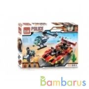 КОНСТРУКТОР ПЛАСТ. МАШИНА +ВЕРТОЛЕТ ПОЛИЦИЯ, С ФИГУРКАМИ, 405ДЕТ. В КОР. в кор.20шт (Р) | фото №0