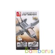 КОНСТРУКТОР ПЛАСТ. ВОЕННЫЙ САМОЛЕТ С ФИГУРКОЙ, 125ДЕТ. В РУСС. КОР. в кор.72шт | фото №0