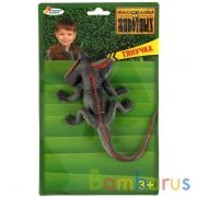 Игрушка пластизоль тянучка (гель) Играем вместе Плащеносная ящерица 22,5см на блистере в кор.6*12шт | фото №0