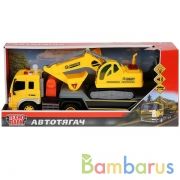 Модель свет+звук "АВТОТЯГАЧ" 37см, инерц., пласт, с экскаватором в кор. Технопарк в кор.18шт | фото №0