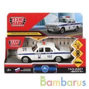 Машина металл свет-звук ГАЗ-2401 ВОЛГА ПОЛИЦИЯ 12 см, двери, багаж, кор. Технопарк в кор.2*36шт | фото №0