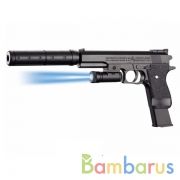 Пистолет с глушителем, с фонариком G16319 в пак. в кор.2*60шт | фото №0