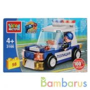 Конструктор ПОЛИЦЕЙСКИЙ на машине, 58 дет. Город мастеров в кор.80шт | фото №0