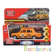 Машина металл "ваз-2106 жигули спорт" 12см, откр.двери, инерц., желтый в кор. Технопарк в кор.2*36шт | фото №0