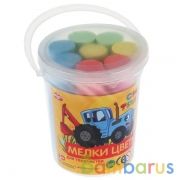 Мелки цветные асфальтовые для творчества, Синий ТРАКТОР 8 шт (4 цв), в ведре MultiArt в кор.48шт | фото №0