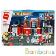 Конструктор пласт. пожарная станция с машиной, с фигурками, 523дет. в кор. в кор.9шт | фото №0