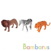 Игрушка пластизоль животные африки 3 шт в пакете (лев, зебра, тигр) ИГРАЕМ ВМЕСТЕ в кор.2*180наб | фото №0