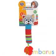 Текстильная игрушка погремушка-пищалка котик на карт. в пак. (русс. уп.) "Умка" в кор.240шт | фото №0