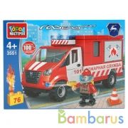 Конструктор пожарная газель, 76дет. в кор. ТМ "Город мастеров" в кор.2*40шт | фото №0