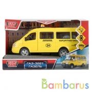 МАШИНА "ТЕХНОПАРК" ИНЕРЦ. ГАЗЕЛЬ ТАКСИ, СВЕТ+ЗВУК, ОТКРЫВ. ДВЕРИ 9098-E В КОР. 23*11СМ в кор.2*12шт | фото №0