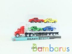 Трейлер инерц. с 4-мя машинками, цвет в ассорт. 99B7-1 в пласт. в кор.2*54шт | фото №0