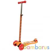 Самокат 3кол. Оранжевая корова, упр. накл., кол. pu 120 и 80, свет, рег. рул. стойка, принт в кор6шт | фото №0