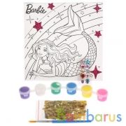 Набор д/тв-ва БАРБИ холст для росписи 15*15см, с глиттером/стразами/пайетками MultiArt в кор.48шт | фото №0
