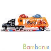 Трейлер инерц. с 4-мя машинками, цвет в ассорт. в пласт. 51,5*9,5*18см в кор.2*18шт | фото №0