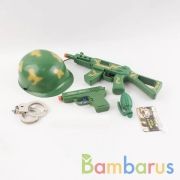 Набор оружия автомат+каска +пистолет+аксесс. в сетке в кор.36шт | фото №0