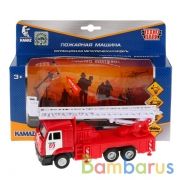 МАШИНА "ТЕХНОПАРК" МЕТАЛЛ. ИНЕРЦ. КАМАЗ ПОЖАРНАЯ, СВЕТ+ЗВУК, ОТКРЫВ. ДВЕРИ В КОР. в кор.2*24шт | фото №0