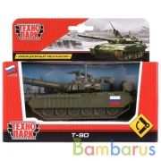 ТАНК T-90 "ТЕХНОПАРК" МЕТАЛЛ. ИНЕРЦ. 12СМ, БАШНЯ ВРАЩАЕТСЯ В РУСС. КОР. в кор.2*24шт | фото №0
