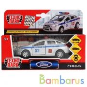 МАШИНА "ТЕХНОПАРК" МЕТАЛЛ. ИНЕРЦ. FORD FOCUS ПОЛИЦИЯ 12СМ, ОТКРЫВ. ДВЕРИ В КОР. в кор.2*24шт | фото №0