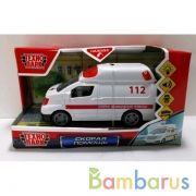 Машина пластик свет-звук СКОРАЯ 12,5 см, откр.двери, инерц., кор. Технопарк в кор.2*96шт | фото №0