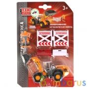 НАБОР "СТРОЙТЕХНИКА" "ТЕХНОПАРК" МЕТАЛЛ. БУЛЬДОЗЕР 12,5СМ, ФИГУРКА, ЗНАКИ НА БЛИСТЕРЕ в кор.8*6шт | фото №0