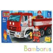 KAMAZ конструктор камаз бортовой с пожарниками, 114 дет. Город мастеров в кор.2*18шт | фото №0