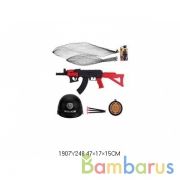 Набор оружия каска + автомат-трещетка в сетке в кор.2*48шт | фото №0