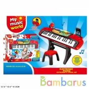 Электроорган на бат. свет+звук, микрофон, стул MY66313-L в кор. в кор.2*8шт | фото №0