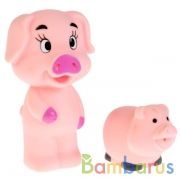 Игрушки пластизоль для купания "Играем вместе" Свинки (выс. 10см и 5см) в сетке (русс уп) в кор.50шт | фото №0