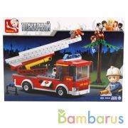 Конструктор пласт. машина пожарная с фигурками, 269дет. в русс. кор. 33*23*5,5см в кор.32шт | фото №0