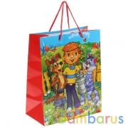 ПАКЕТ БУМАЖНЫЙ "ИГРАЕМ ВМЕСТЕ", ДИЗАЙН "ПРОСТОКВАШИНО" Р-Р 26Х32Х14СМ В ПАК. УП-12ШТ в кор.6уп | фото №0