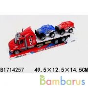 Трейлер инерц. с 2-мя машинками, цвет в ассорт. в пласт. в кор.2*18шт | фото №0