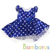 Одежда для кукол 40-42см атласное платье синий горох КАРАПУЗ в кор.100шт | фото №0