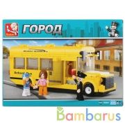 Конструктор пласт. школьный автобус с фигурками, 219дет. в русс. кор. 33*23*5см в кор.32шт | фото №0