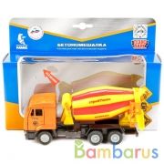 МАШИНА "ТЕХНОПАРК" МЕТАЛЛ ИНЕРЦ. КАМАЗ БЕТОНОМЕШАЛКА 17СМ, СВЕТ+ЗВУК, ОТКР. ДВЕРИ В КОР в кор.2*24шт | фото №0