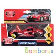 Машина металл свет-звук "спорткар" 12см, открыв. двери, инерц, красный в кор. Технопарк в кор.2*36шт | фото №0