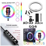 Кольцевая лампа RGB LED MJ 33, 33 см с держателем для телефона и штативом | фото №0