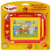 Доска для рисования ТРИ КОТА трафарет.магнитная.2 печати, 20*15см ИГРАЕМ ВМЕСТЕ в кор.2*24шт | фото №0