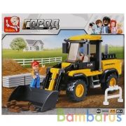 Конструктор пласт. трактор-погрузчик с фигурками, 212дет. в русс. кор. 28,5*23,7*5,4см в кор.32шт | фото №0