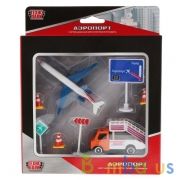 НАБОР "ТЕХНОПАРК" АЭРОПОРТ С МЕТАЛЛ. САМОЛЕТОМ И МАШИНОЙ 7,5СМ, С АКСЕСС. В РУСС. КОР. в кор.3*12шт | фото №0