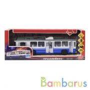 Машина пластик свет+звук ТРОЛЛЕЙБУС, 31,5 см, двери, инерц., кор. Технопарк в кор.2*12шт | фото №0